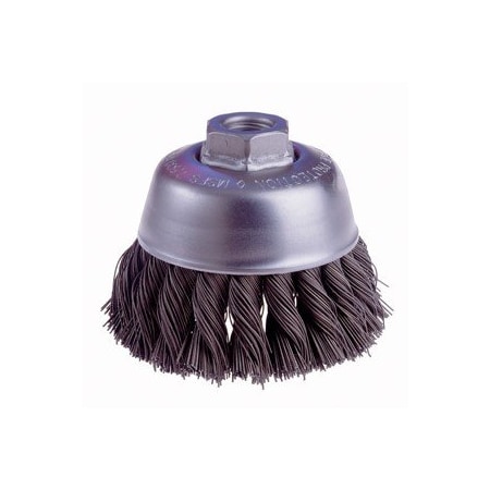Osborn Knot Wire Cup Brush, 4 in. X .014 in.  X 5/8-11 NC, Steel, 1-1/4 in. Trim, 6,000 RPM, 1/Pack 99040